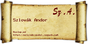 Szlovák Andor névjegykártya